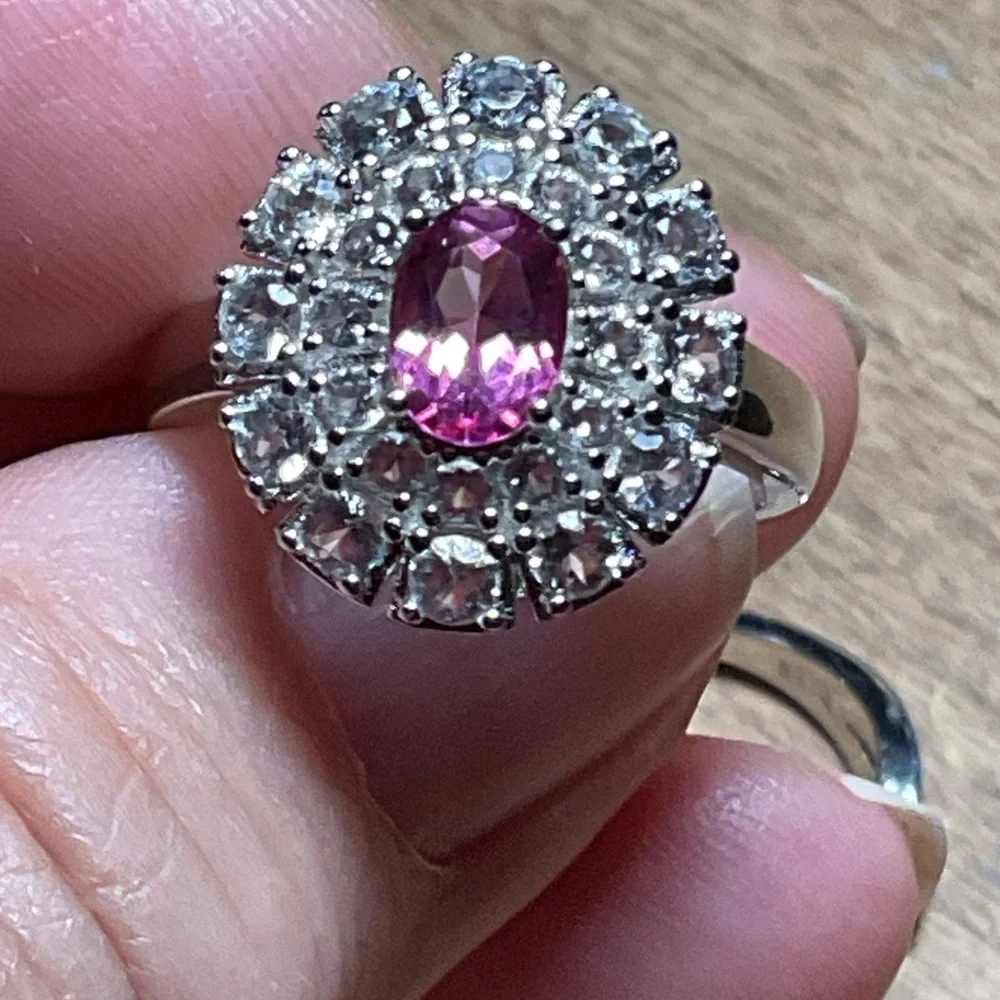 Morganite .925 Silver Ring - Picture 3 of 8
